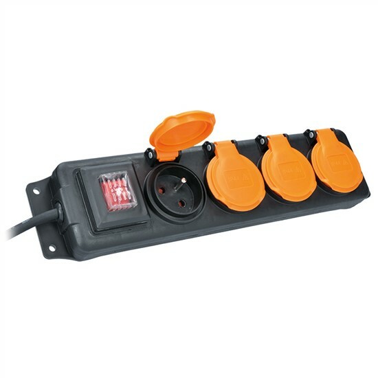 Predlž. prívod 3m/4zás. IP44-gumový