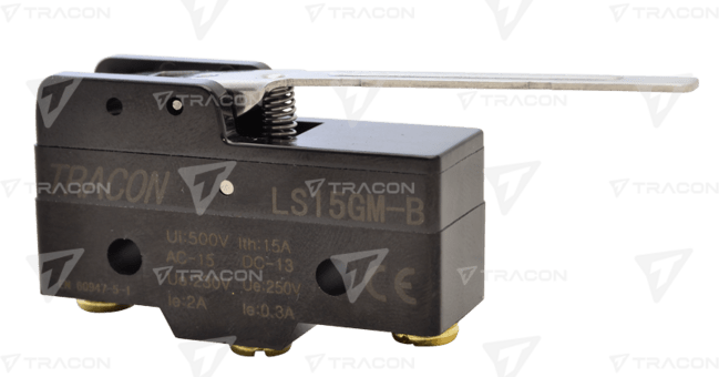 Spínač koncový TRACON s pákou 1×CO, 2A/230V AC, 49mm, IP00
