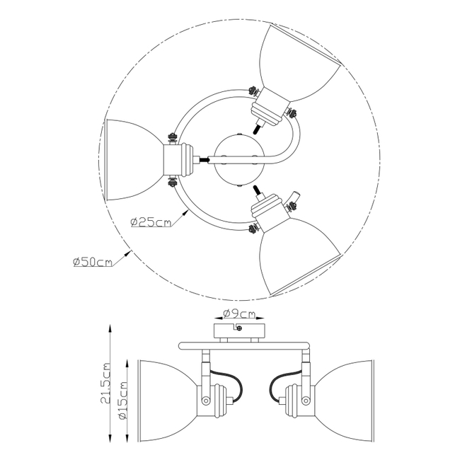 Stropné svietidlo WIHO - čierna,E27,IP20 - 54018-3S