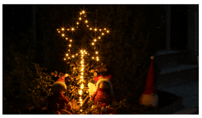 LED vian. svetelná hviezda, 3xAA, Timer 6+18h, 100LED, 3000K