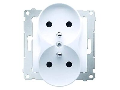 SIMON54 - zásuvka 2x2P+T,bez rámu, biela