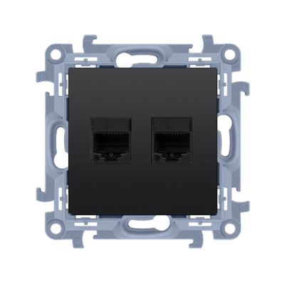 SIMON10 - dátová zásuvka 2xRJ45, cat.5E, čierna