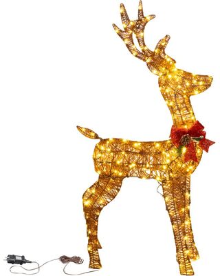 LED vianočná dekorácia, jeleň, kov/motúz, časovač, 230xLED teplá biela, 1.2 m