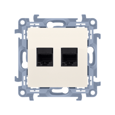 SIMON10 - dátová zásuvka 2xRJ45, cat.5E, krémová