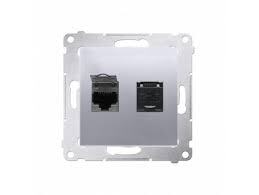 SIMON54 -  zás.dátová 2xRJ45,cat.6, strieb. mat.me