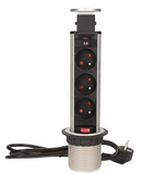 Zásuvka výsuvná 3p, strieborná