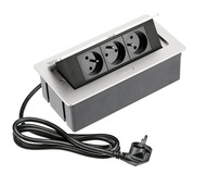 Zásuvka výklopná 3p, vodorovná,strieborná