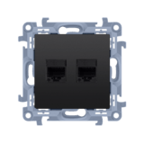 SIMON10 - dátová zásuvka 2xRJ45, cat.5E, čierna