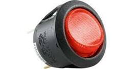 Vypínač kolískový 250V,2-pol. 6A, červený-presviet