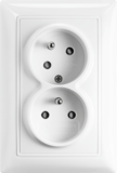 BASIC55 - zásuvka 2 x 2P+T, biela