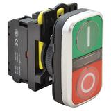 Dvojtlačidlo, I-O, zelené a červené, 5A/230V,IP65