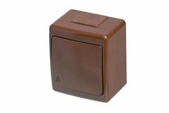 Nástenný vypínač - tlačidlo (zvonček), IP44, hnedý