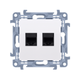 SIMON10 - dátová zásuvka 2xRJ45, cat.6, biela