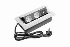 Zásuvka výklopná 2p+USB A+C, vodorovná, biela
