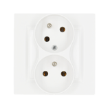 SIMON10 - zásuvka 2x2P+T, komplet, pootočená, biela