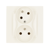 SIMON10 - zásuvka 2x2P+T, komplet, pootočená, krémová