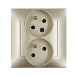 SIMON54 - zásuvka 2x2P+T, zlatá matná