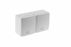 Nástenná zásuvka 2 x 2P+T,IP44, biela