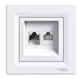 ASFORA - zásuvka 1xRJ45+1xRJ11, biela