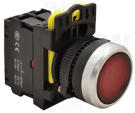 Tlačidlo podsvietené, červené,1×NC, 5A/230V, IP65