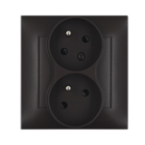 SIMON54 - zásuvka 2x2P+T, hnedá matná