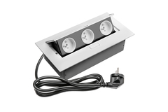 Zásuvka výklopná 3p, vodorovná, biela