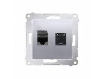 SIMON54 -  zás.dátová 2xRJ45,cat.6, strieb. mat.me