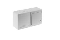Nástenná zásuvka+vypínač č.:6,IP44,biela