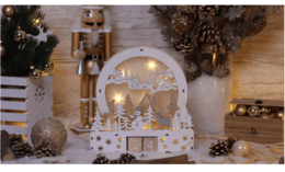 LED vian.drevený adventný kalendár, 2xAA, Timer 6+18h, 8LED, 3000K